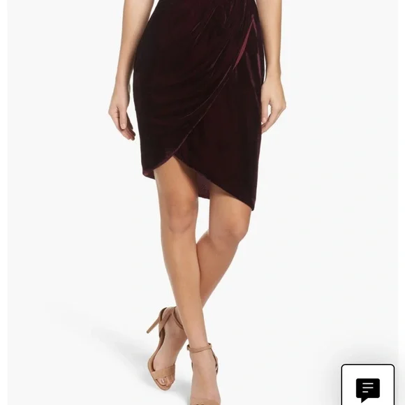 Adelyn Rae Velvet and Mesh Spaghetti Sweetheart neckline Mini Dress Burgundy - Picture 3 of 7